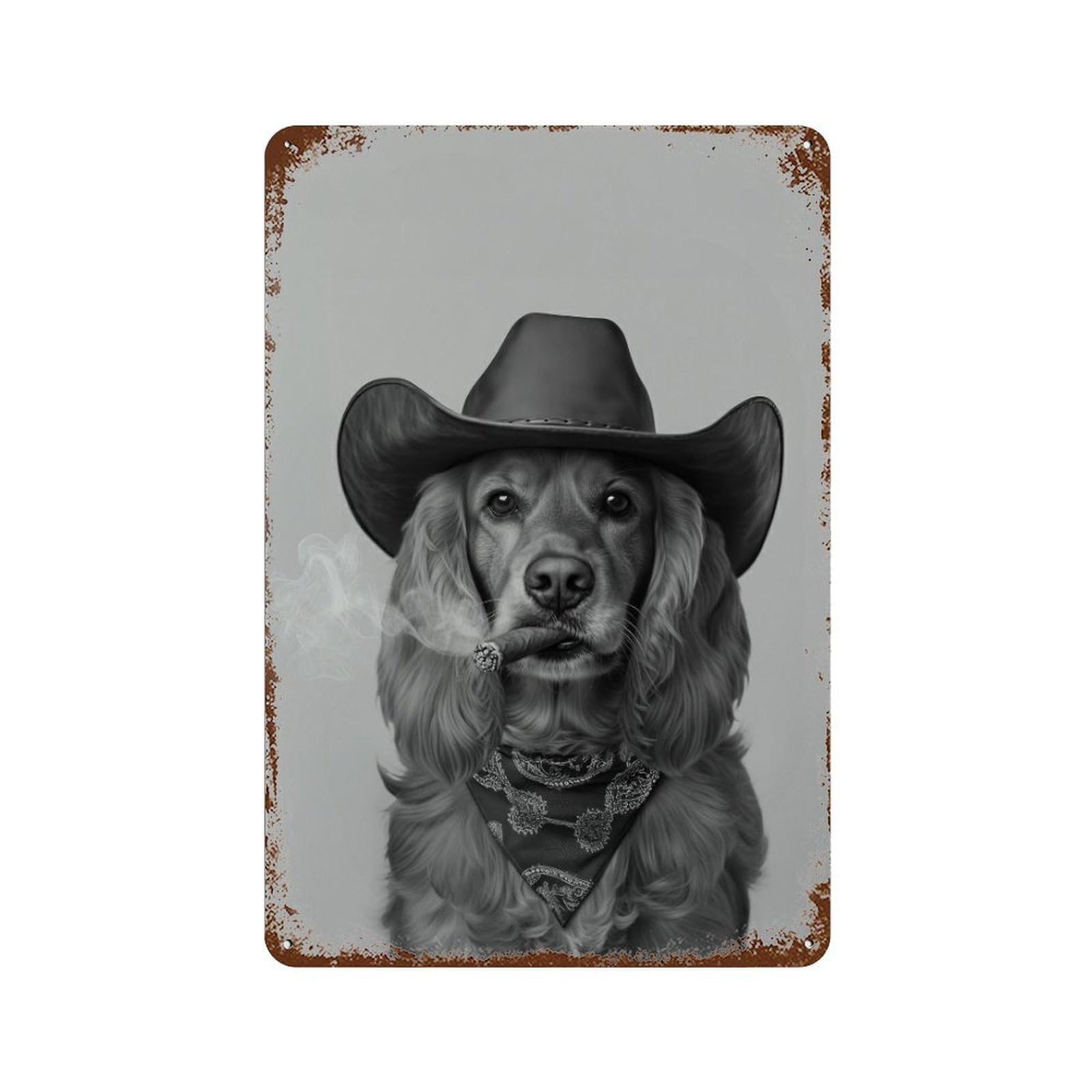 xiaoxiaoshen Cocker Spaniel Cowboy Wall Art Wall Decor Art Metal Tin Poster Modern Home Decor Art Home Bar Shop Decorations Vintage Sign 30x20cm