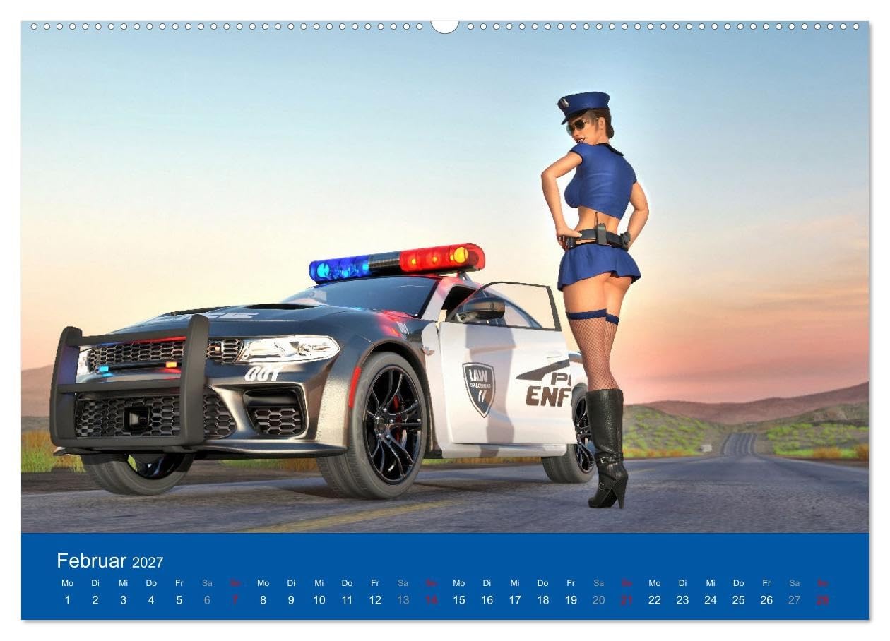 CALVENDO - Freche Frauen und heiße Kisten (hochwertiger Premium Wandkalender 2027 DIN A2 quer), Kunstdruck in Hochglanz: Coole Autos, freche Frauen - was will man(n) mehr?