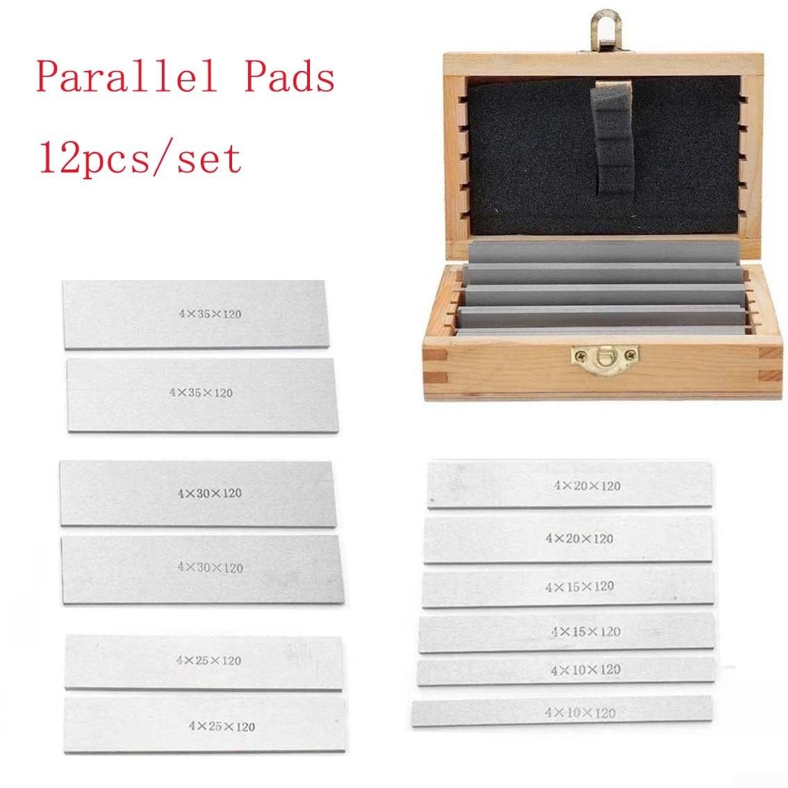 12pcs Precisión Paralelo Pad Set 120mm Metal Fresado Bloques Con Tamaños En Relieve Para Vice Torno Y Máquina Tienda Uso En Acabado Plateado Almacenado En Caso