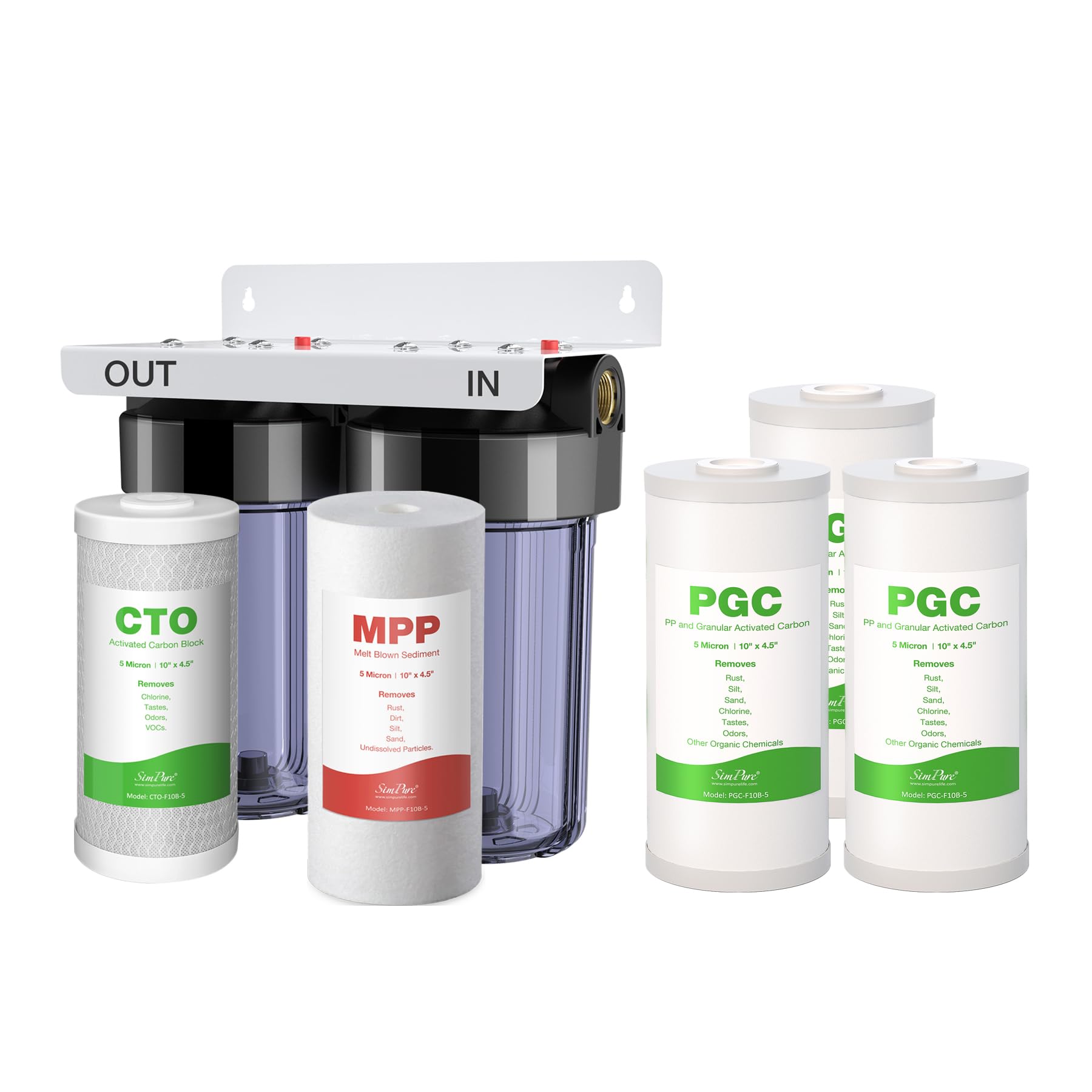 SimPure 2-Stage 10 x 4.5 Water Filter System DB10C-2 with PP and