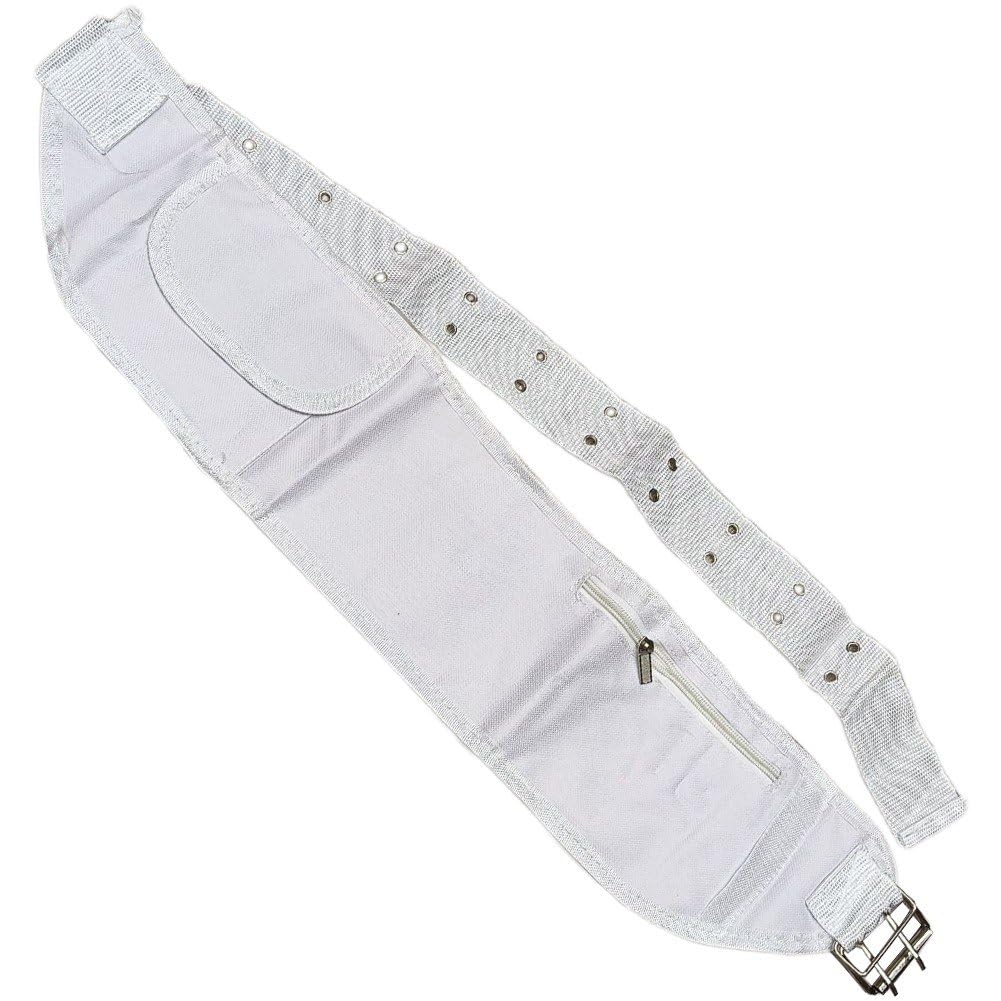 Sanfly Adjustable Ihram Belt with Bum Bag for Hajj Umrah White Arab Waist Packs with with Front Pockets and Zippered Compartments
