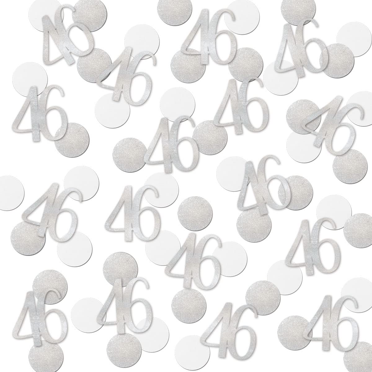 Silver Glitter 46 Confetti, 46th Birthday Number Confetti, 200pcs Anniversary Party Table Decoration Supplies