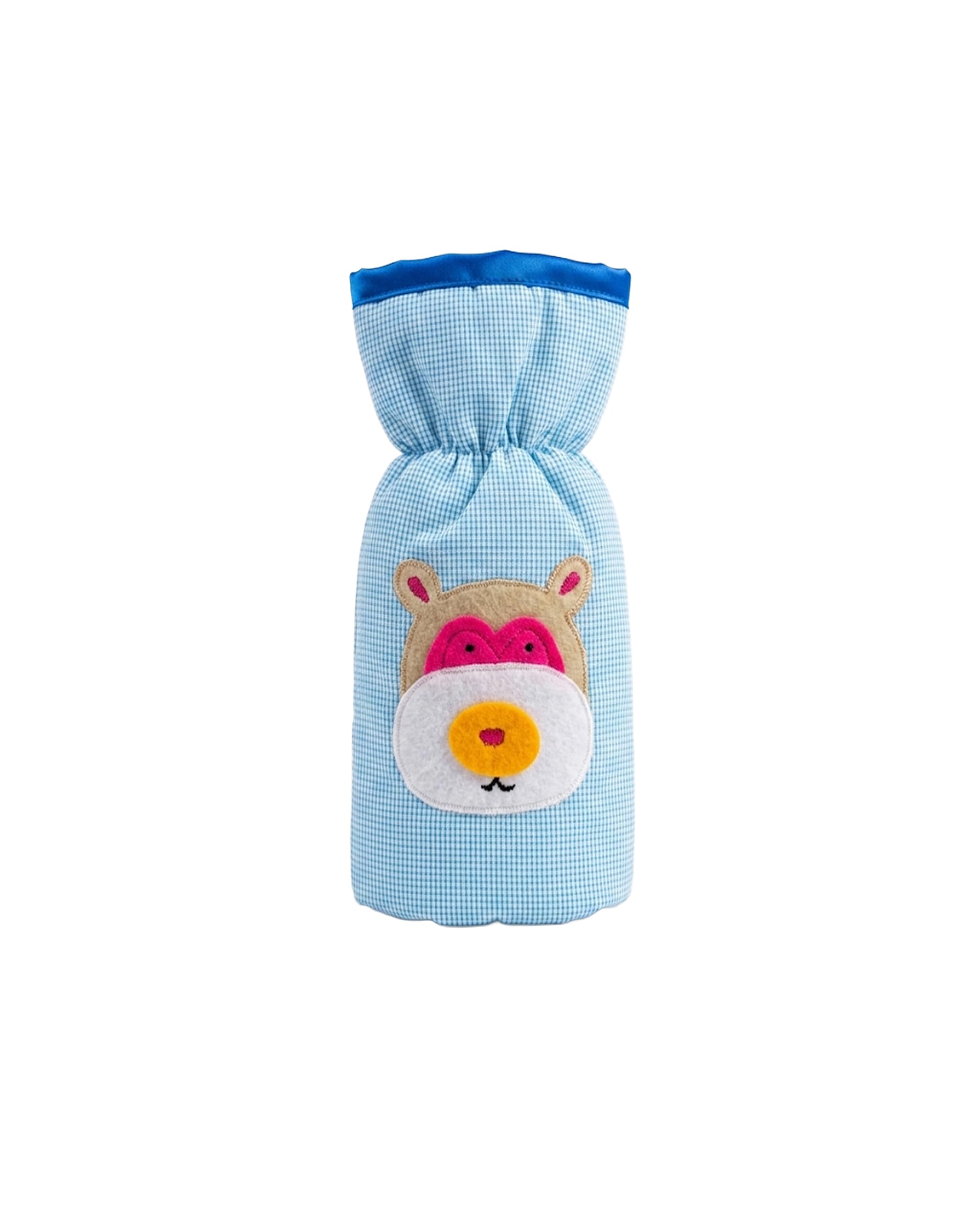 Cotton Baby Feeder Bottle Cover 150ml | Soft Breathable Gingham Fabric | Cute Bear Appliqué | Elasticated Easy-Fit Neck | Machine Washable, Pink, Blue & Beige (Pack of 1)-image-32