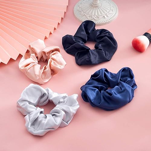 Miniatura 3 de Bandas elásticas de seda de morera, lazos para el cabello, color gris hierro