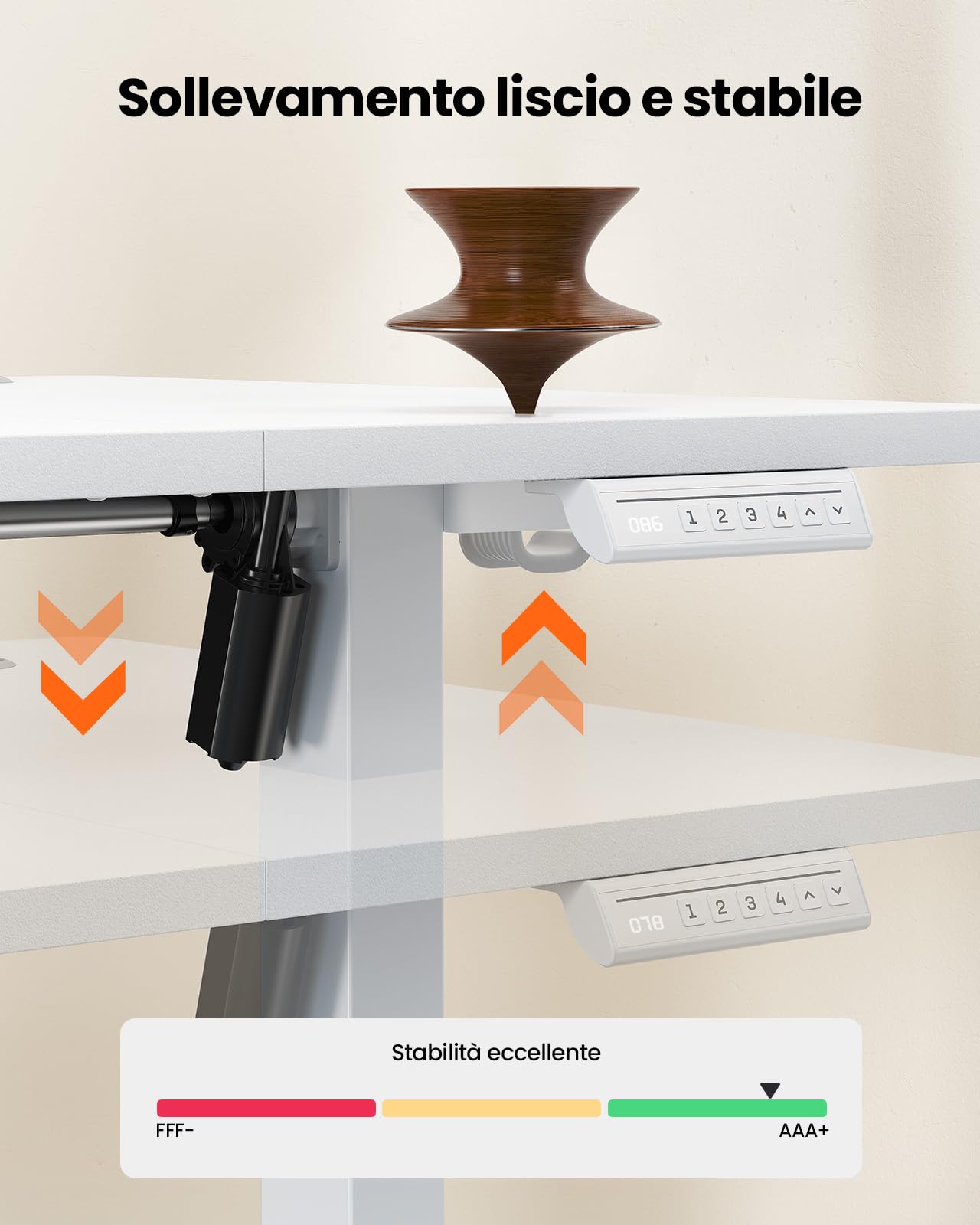 ErGear Scrivania Regolabile in Altezza per Ufficio e Computer 140 x 70 cm, Con Pannello Intelligente a 4 Memorie e Piano Assemblato