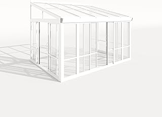 Sliding Glass Door Sunroom & Solarium Gazebo, 12 ft Wide Modern Outdoor Enclosure with Tempered Glass Panels, UV-Blocking Polycarbonate Roof, All-Season Metal Frame Patio Sun Room (White)