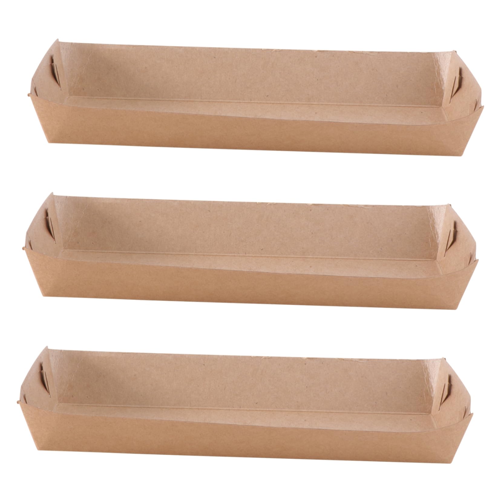 Garneck 50 Piece Disposable Kraft Paper Food Trays Snack Open Box Boat Shape Chicken Box Party Picnic Supplies