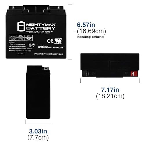 Miniatura 2 de Mighty Max Battery ML22-12 - Batería SLA de 12 voltios y 22 Ah - Paquete de 4