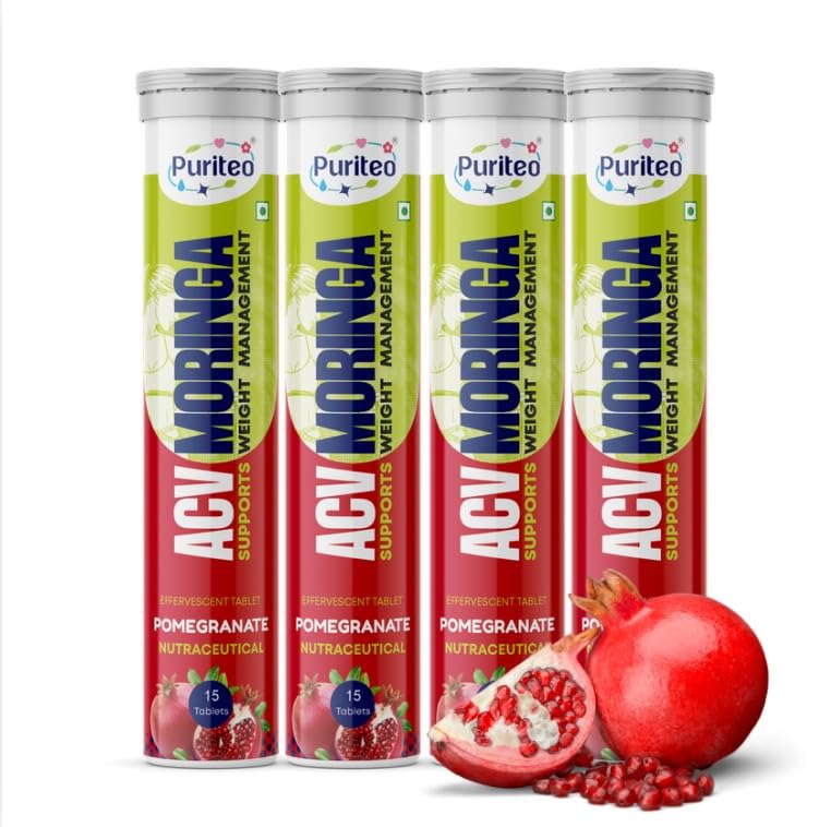 ACV Moringa Effervescent Tablets | Control Cravings | Pomegranate Flavour | Apple Cider Vinegar & Moringa Extract | No Added Sugar | 15 Tablets Each | Pack of 4-picture-27