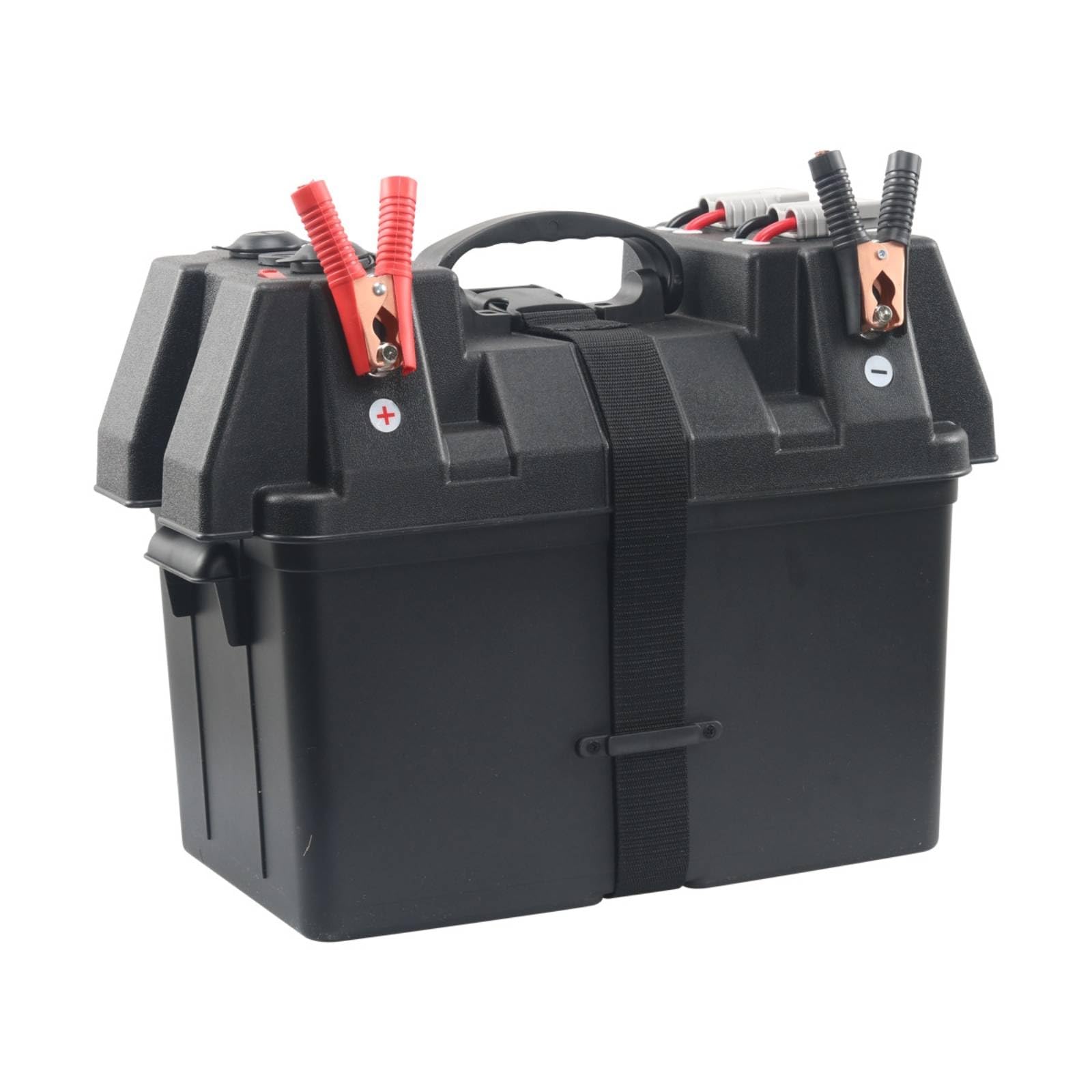 Contenitore Portatile di Alimentazione Scatola Batteria Cassa Elettrica Custodia Energia per Componenti con Corpo Rettangolare E Cinghia Frontale, Con Morsetti