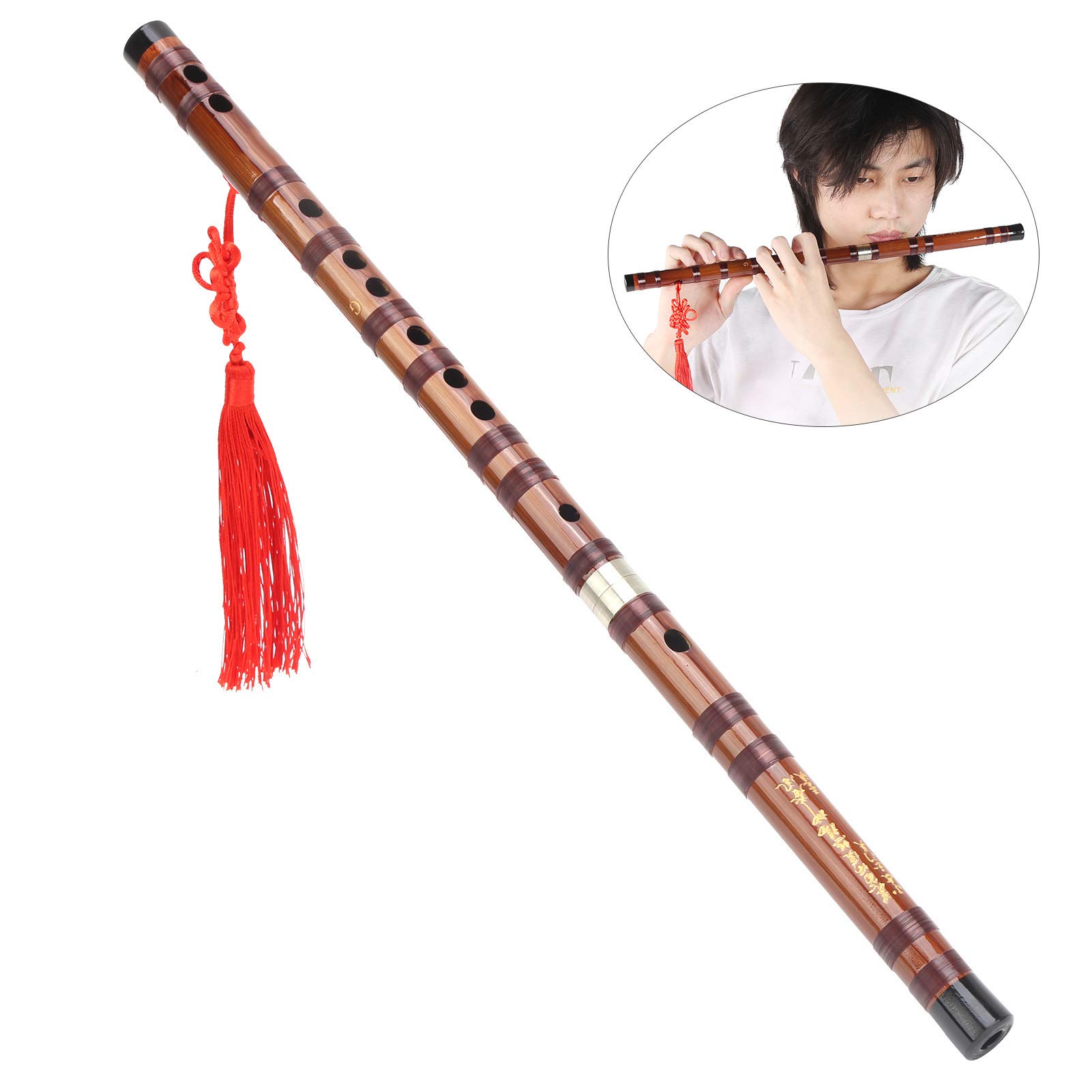 ZD02 GKey Flûte de Bambou Sec Amer, Flûte de Bambou Amère Ensemble D'instruments de Musique Chinois Traditionnels Faits à la Main avec Boîte de Rangement,Flûte, Xiao