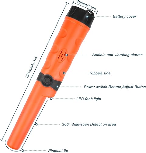 Miniatura 4 de Kuman Pin Puntero Resistente al Agua Metal Detectores con Holster Treasure Caza Desierto Herramienta Accesorios Buzzer Vibración Automática Tuning