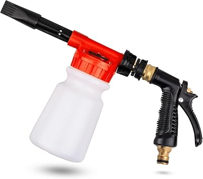 Car Wash Foam Gun, Car Wash Sprayer with Adjustable Foam Dial Foam Nozzle, Foam Cannon Attachs to Any Garden Hose, Durable 5/8" and 3/4" Brass Joint Soap Gun for Home Garden Use