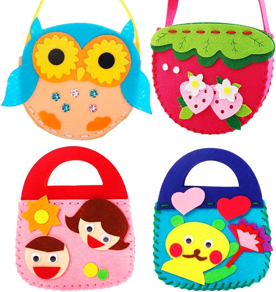 4 pcs Kids Arts and Crafts, Preschool Educational Toys Sewing Kit for Kids 1 2 3 4 5 6 Years Old Boys Girls, Toddler Arts and Crafts for Kids Preschool Educational Toys Sewing Kit for Kids