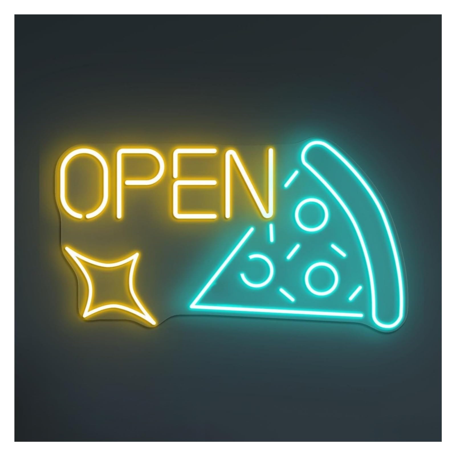 Hanging Art Neon Signs Pizza OPEN Neon Sign, Suitable For Fast Food Shop Decor With Brightness Adjustable 50cm(B)