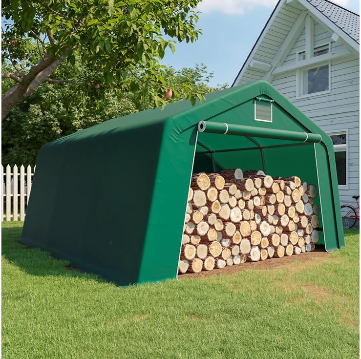 Magna One 3,3 x 4,7 m Weidezelt Carport Zeltgarage Weideunterstand Gerätezelt mit PE-Plane 260g/m², wasserdichtes Zelt mit Stahlgestänge, grün