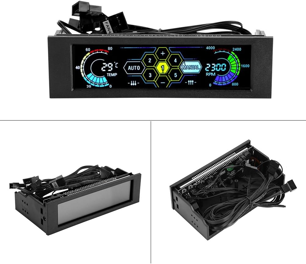 5-Fans Speed Controller CPU Temperature Sensor Computer Cooling Drive LCD Panel