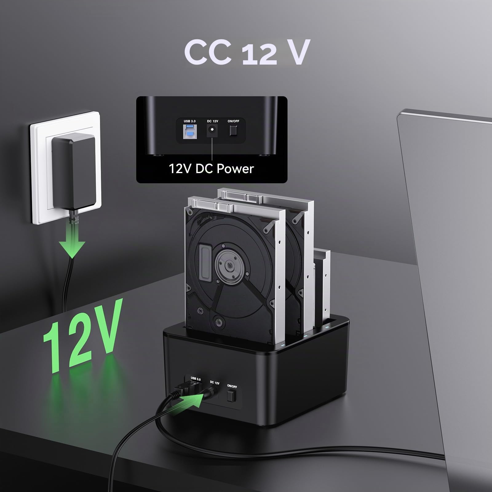 CENMATE Station d'accueil pour Disque Dur, Station d'accueil 3 Baies pour SATA SSD/HDD 2,5/3,5, Câble USB 3.0 A/C, Prise en Charge du Remplacement à Chaud