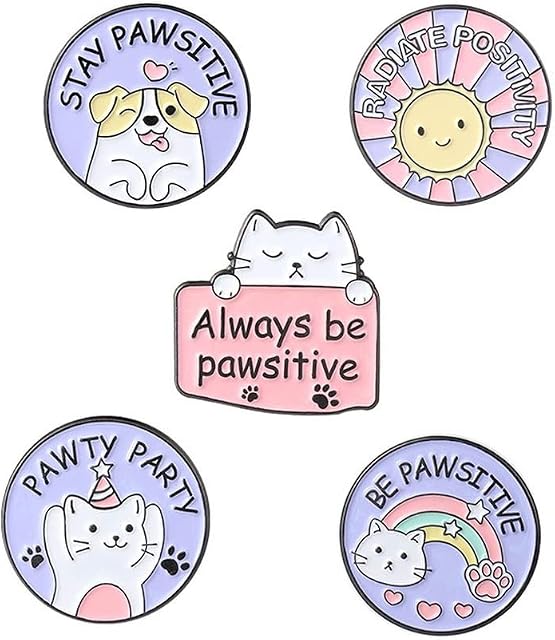 AOTEMAN Cat Dog Enamel Pins Badge Round Sun Paw Brooches for Women Cute Backpacks Lapel Pin Cartoon Anime Metal Jewelry Gift