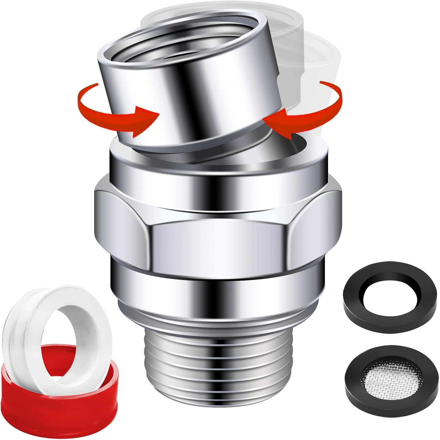 Shower Head Swivel Ball Adapter, Soild Brass Shower Head Swivel Adapter