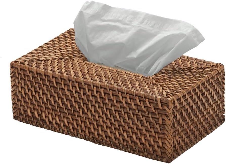 KOUBOO 1030018 Rectangular Tissue Box Cover, 10 Inch, Honey Brown
