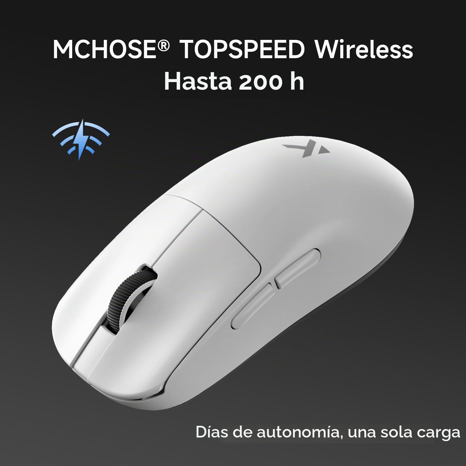 MCHOSE L7 Pro Ratón Gaming Inalámbrico - Ratón Ultraligero de 39g, 8000Hz de Frecuencia de Actualización Inalámbrica, 2,4G/BT/USB-C con Cable, 26000 dpi, 650 IPS, 200 Horas de Batería, Blanco
