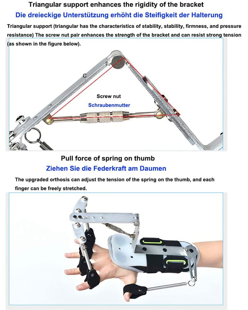 Soporte de rehabilitación de dedos Dispositivo de entrenamiento ortopédico de muñeca de dedo ajustable Férula separadora de dedos de aleación de aluminio para hemiplejia por accidente cerebr