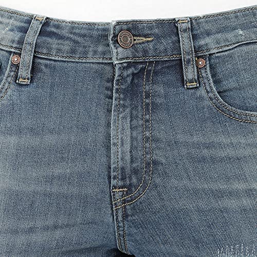 Image of Everblue Men Solid Stretchable Blue Tapered Slim Fit Heavy Fade Midrise Jeans