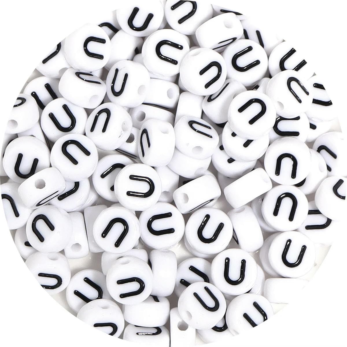 HUIOYG 100pcs/Lot Alphabet Beads Flat Round Letter Acrylic for Jewelry Making