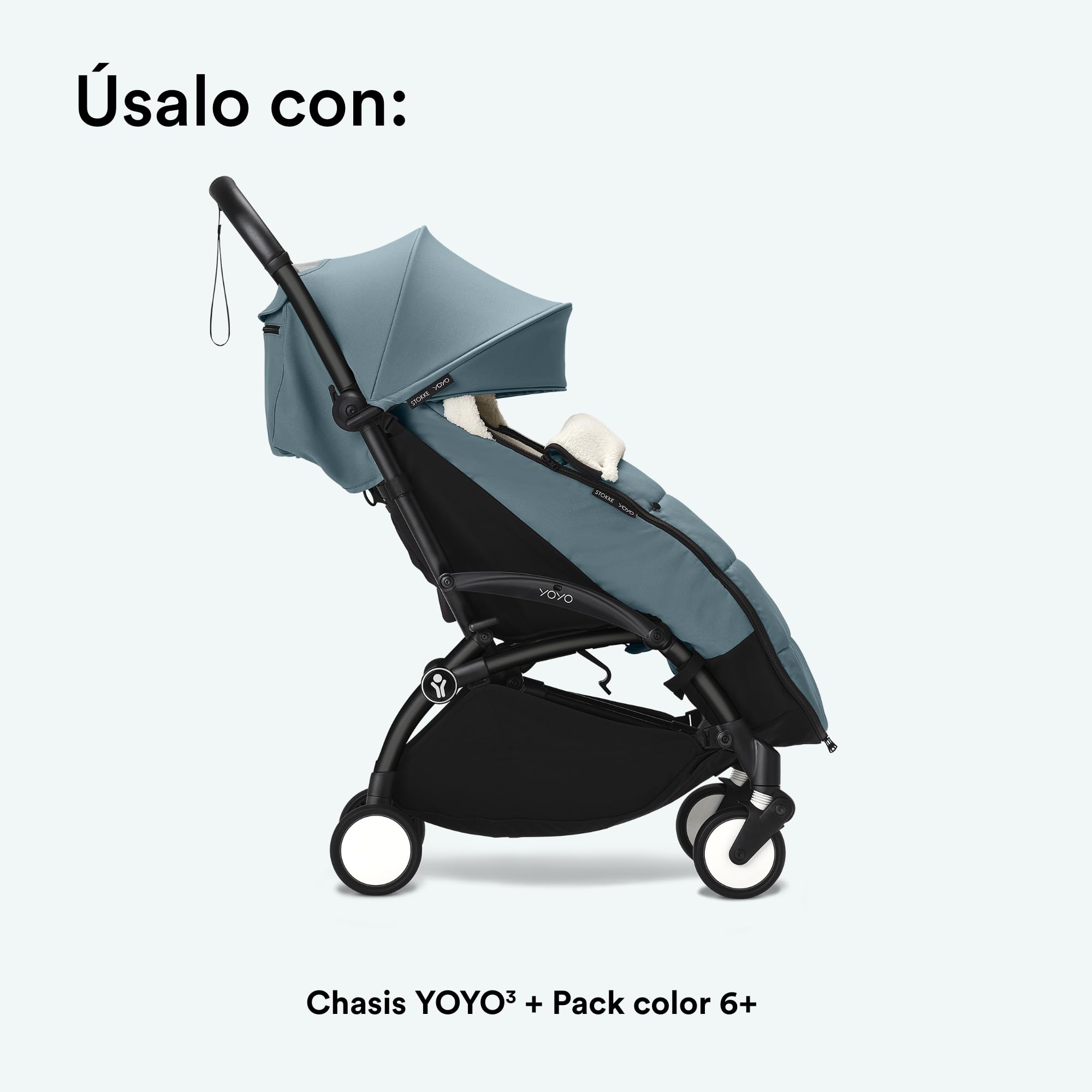 Saco para Stokke YOYO, Aqua - Capucha de forro polar con cordón, acolchado doble - Lavable a máquina a 30 °C - Incluye bolsa pequeña