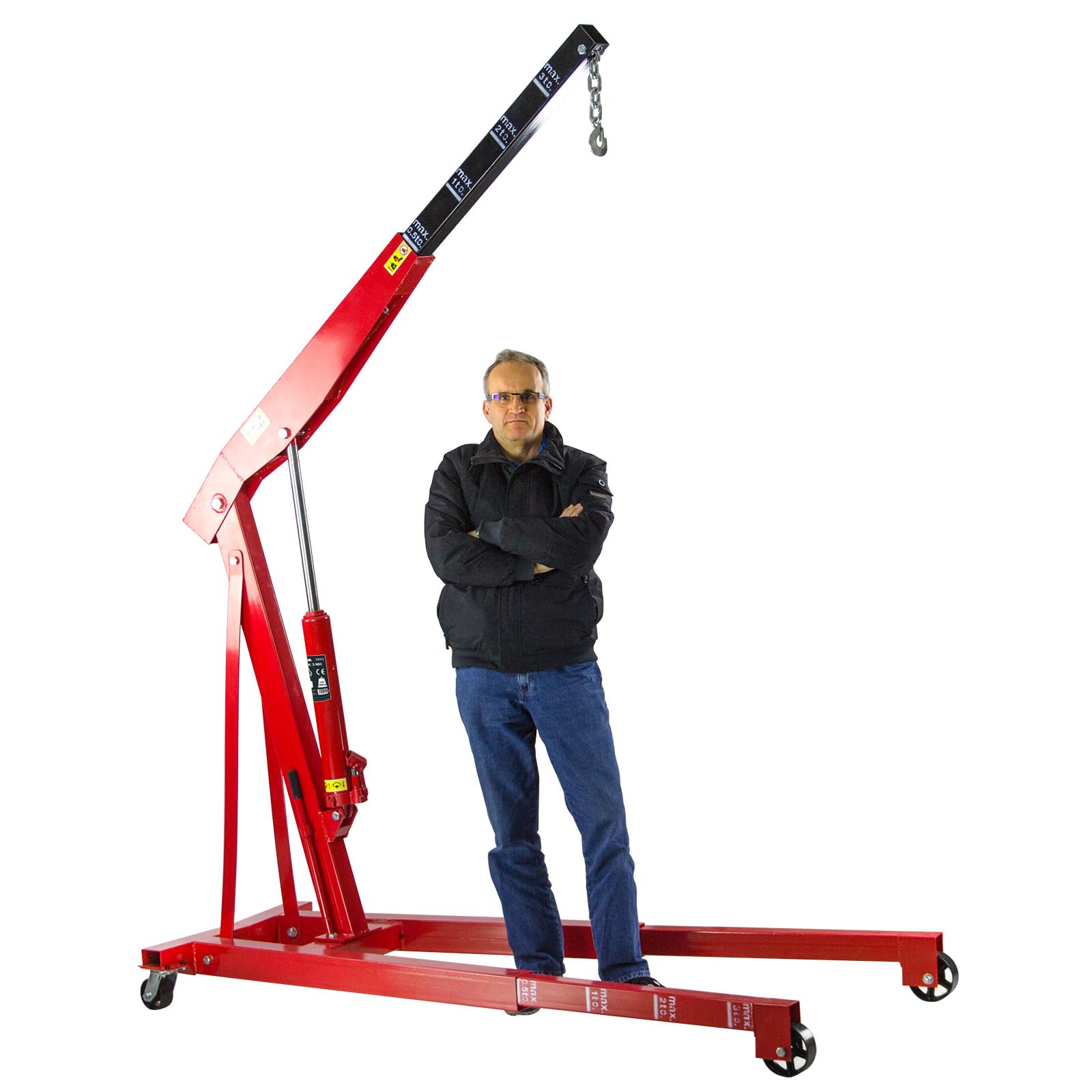 DEMA Werkstattkran 3000 kg / 3 t - Kran, Motorkran, Motorheber, Hebekran, Getriebekran - Stabil, Mobil, Belastbar - Für Auto, Motoren, Werkstatt, Garage, Lastenheben