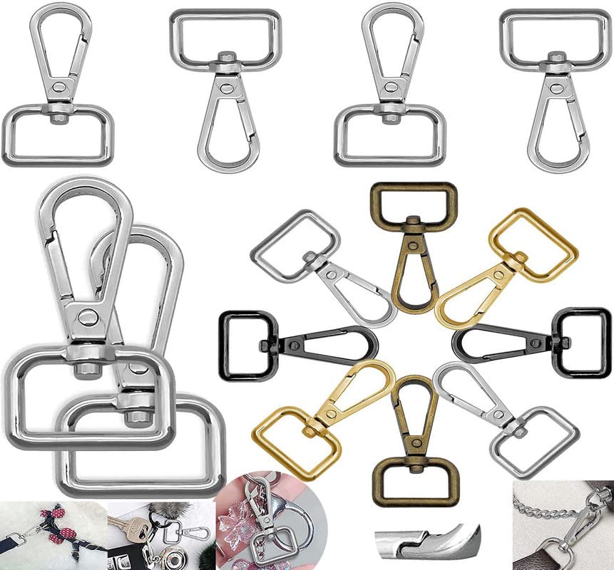 DIY Crafts 25 Pcs, Chrome Silver, Swivel Snap Keychain Hook for Crafts,Metal D Ring Swivel Lobster Clasp Swivel Clasps Claw Lobster Lanyard Clasp Keychain Clips Hook for K (25 Pcs, Chrome Silver)
