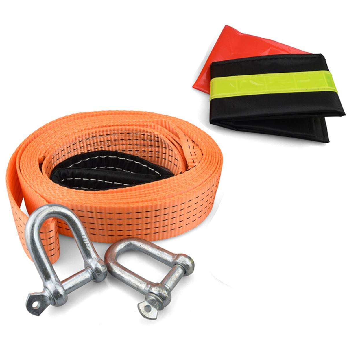 Cinghia per Cavo di Traino da 5 Metri, Cinghia per Traino per carichi Pesanti 4 × 4, con 2 Ganci per Fune di Traino, Cinghia per Traino di 5 tonnellate (11023 lb)