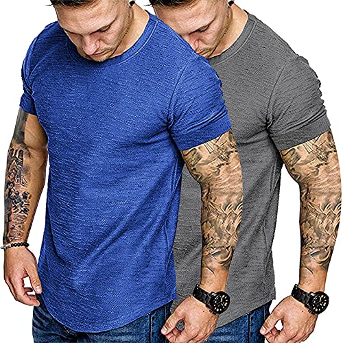 COOFANDY Men Muscle Workout T Shirt Pack Gym Bodybuilding Short Sleeve Tee Top