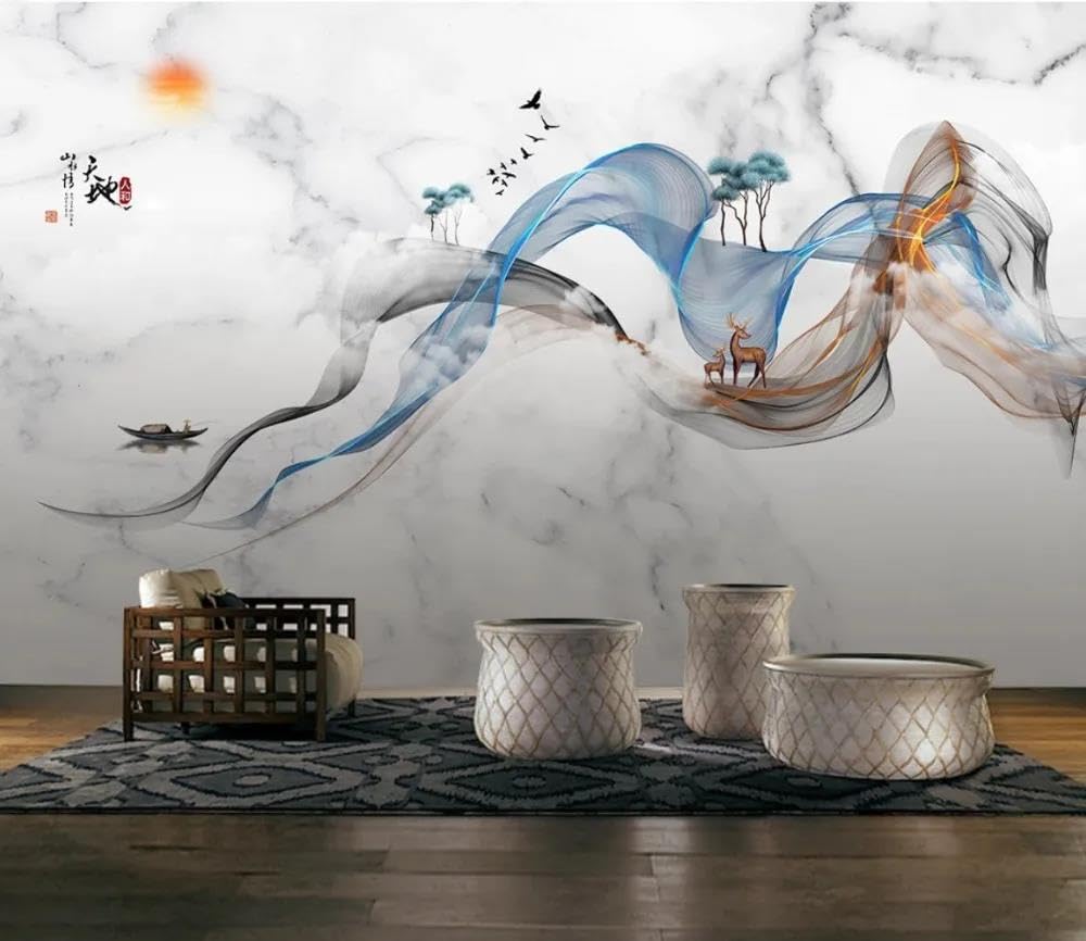 Papier peint mural 3D simple ILIYA en tissu non tissé pour chambre et salon