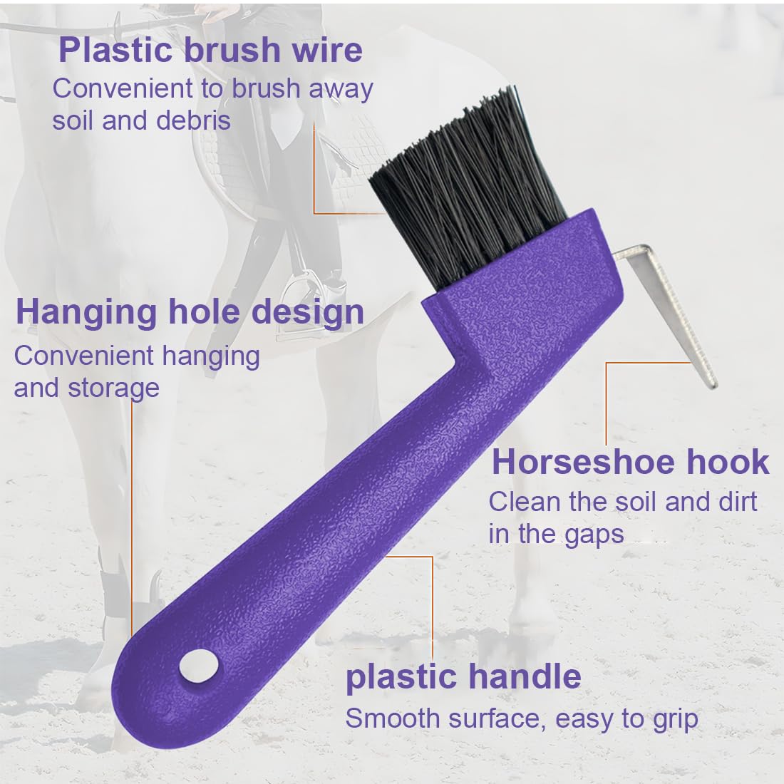 2 pcs Raschietto per zoccoli di cavalli, capre e asini, con spazzola estremamente stabile e impugnatura ergonomica, Colore casuale
