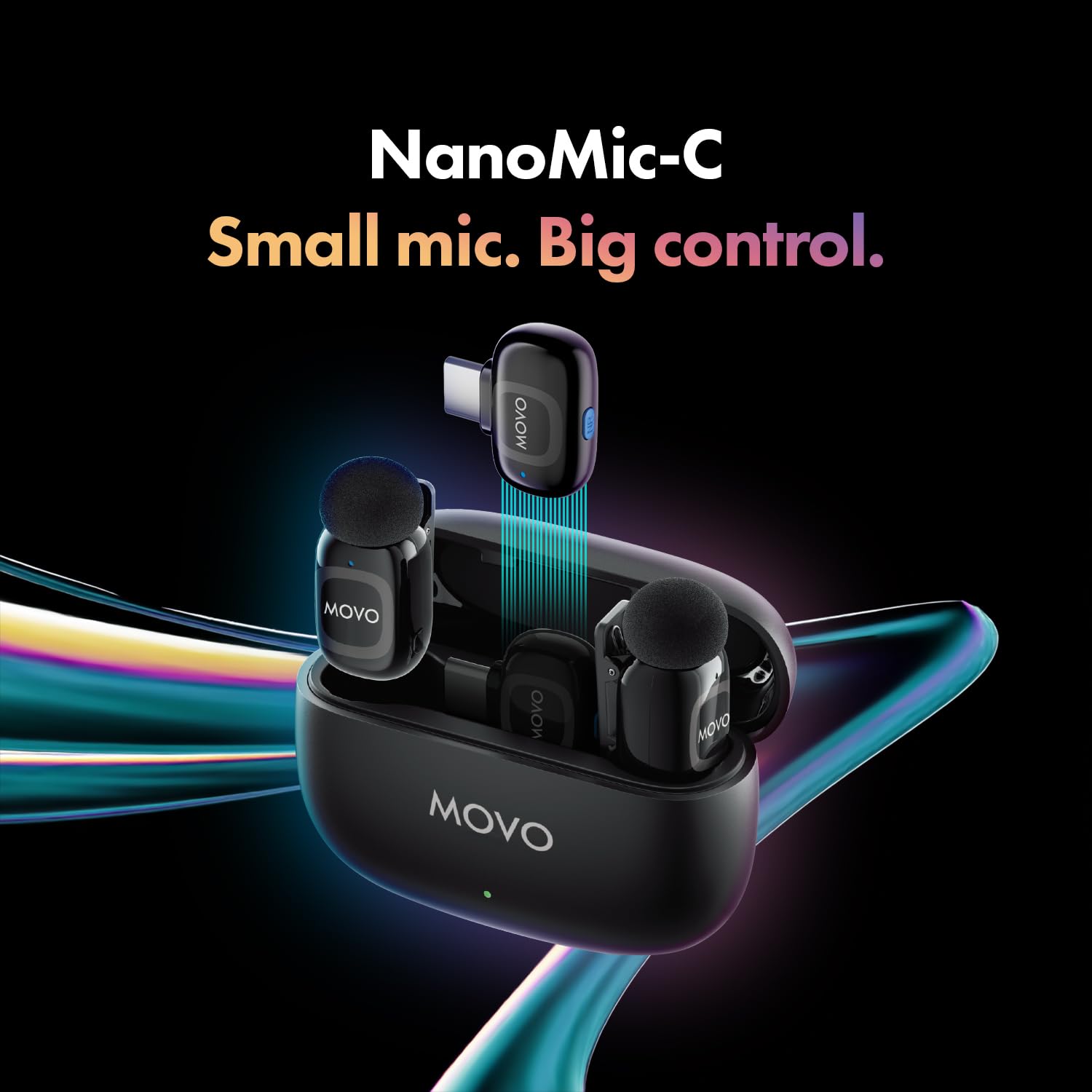 Movo NanoMic - Microfono wireless Dual USB-C per iPhone 15/16 e versioni successive, Android, iPad Pro e laptop, microfono lavalier wireless per smartphone e dispositivi USB-C, ideale per vlogging e