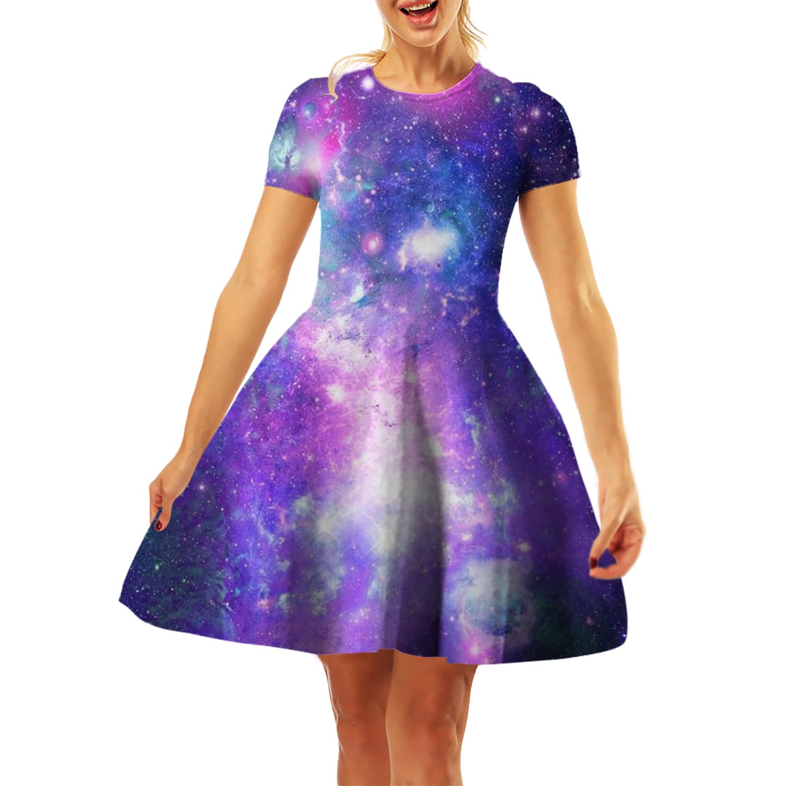 Robe ciel étoilé à manches courtes idéale pour vos soirées d'été - 5