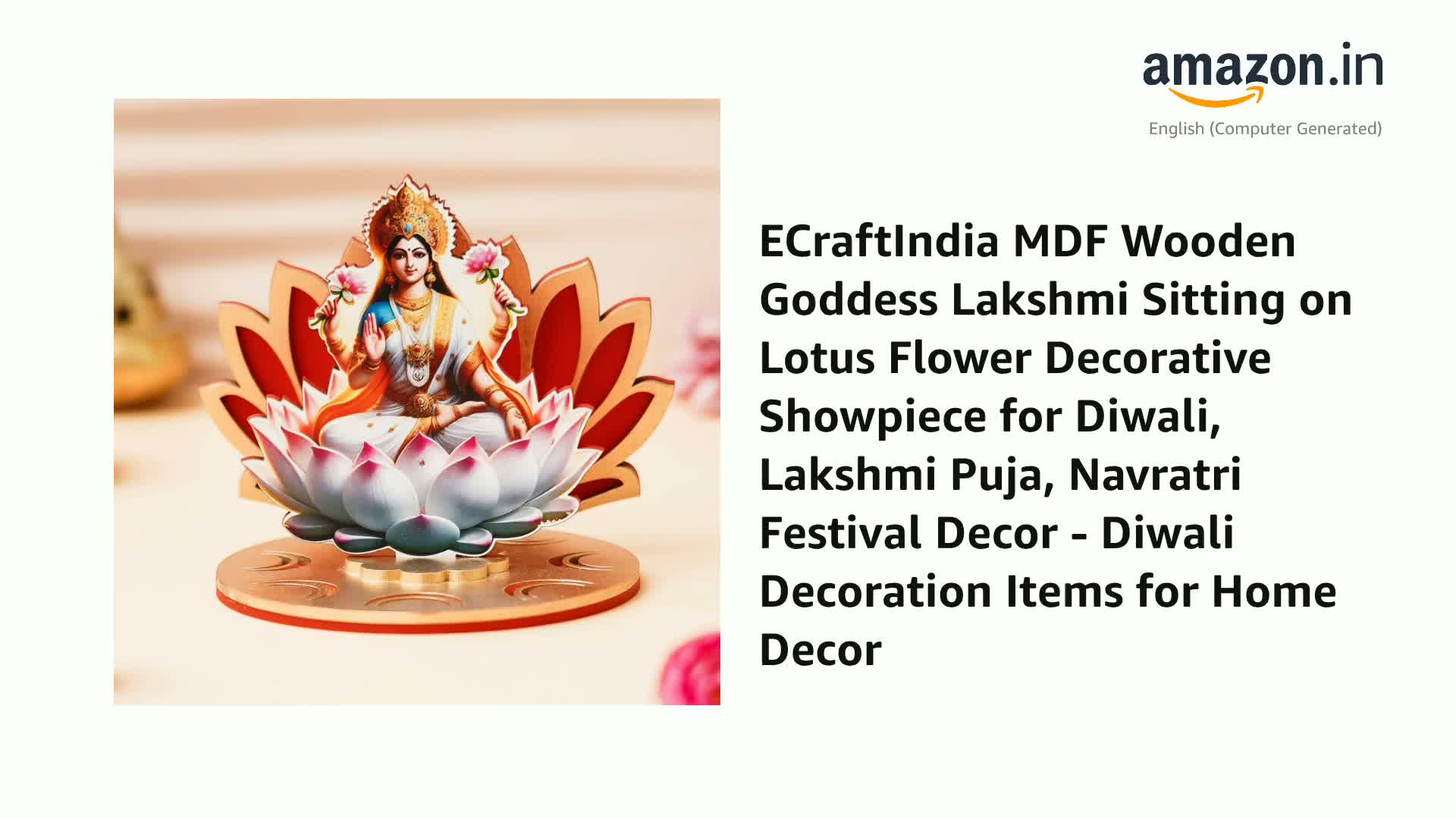 Statue Dorée Déesse Lakshmi Sur Lotus - Décoration Diwali, Culte Hindou - RK NAUTICAL INSTRUMENT - 10