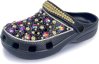 Hanfike Womens Casual Fashion Slide Mules with Rhinestone Closed Toe Comfort Flats