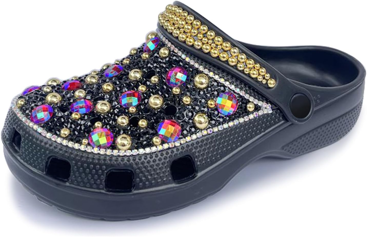 Hanfike Womens Casual Fashion Slide Mules with Rhinestone Closed Toe Comfort Flats
