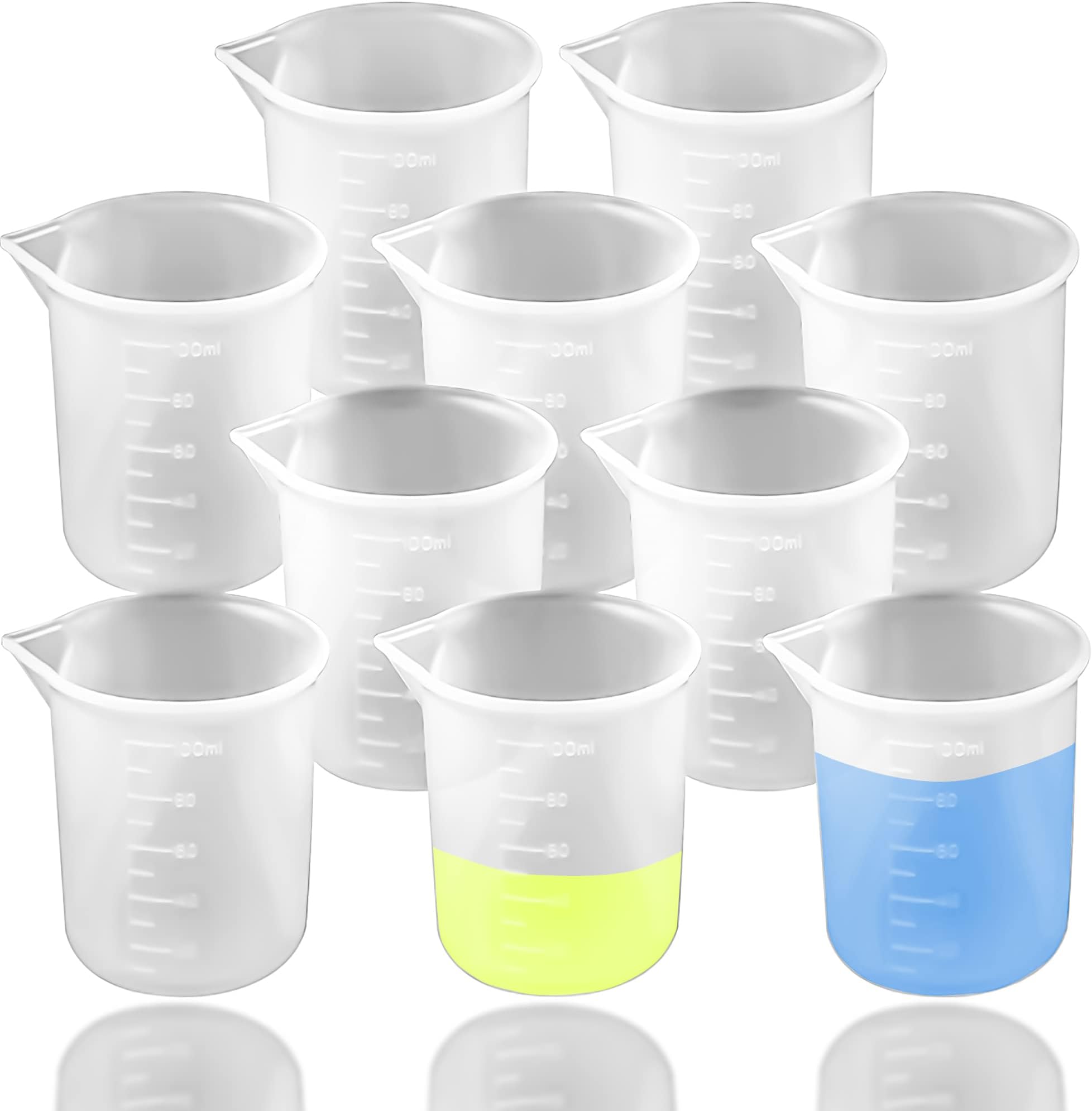 Heatoe 10 Pcs 100 ml Silicone Measuring Cups Epoxy Resin Cups Nonstick Silicone Mixing Cups Resin Glue Tools Cup for Casting Molds, Slime, Art, Waxing, Kitchen, Lab