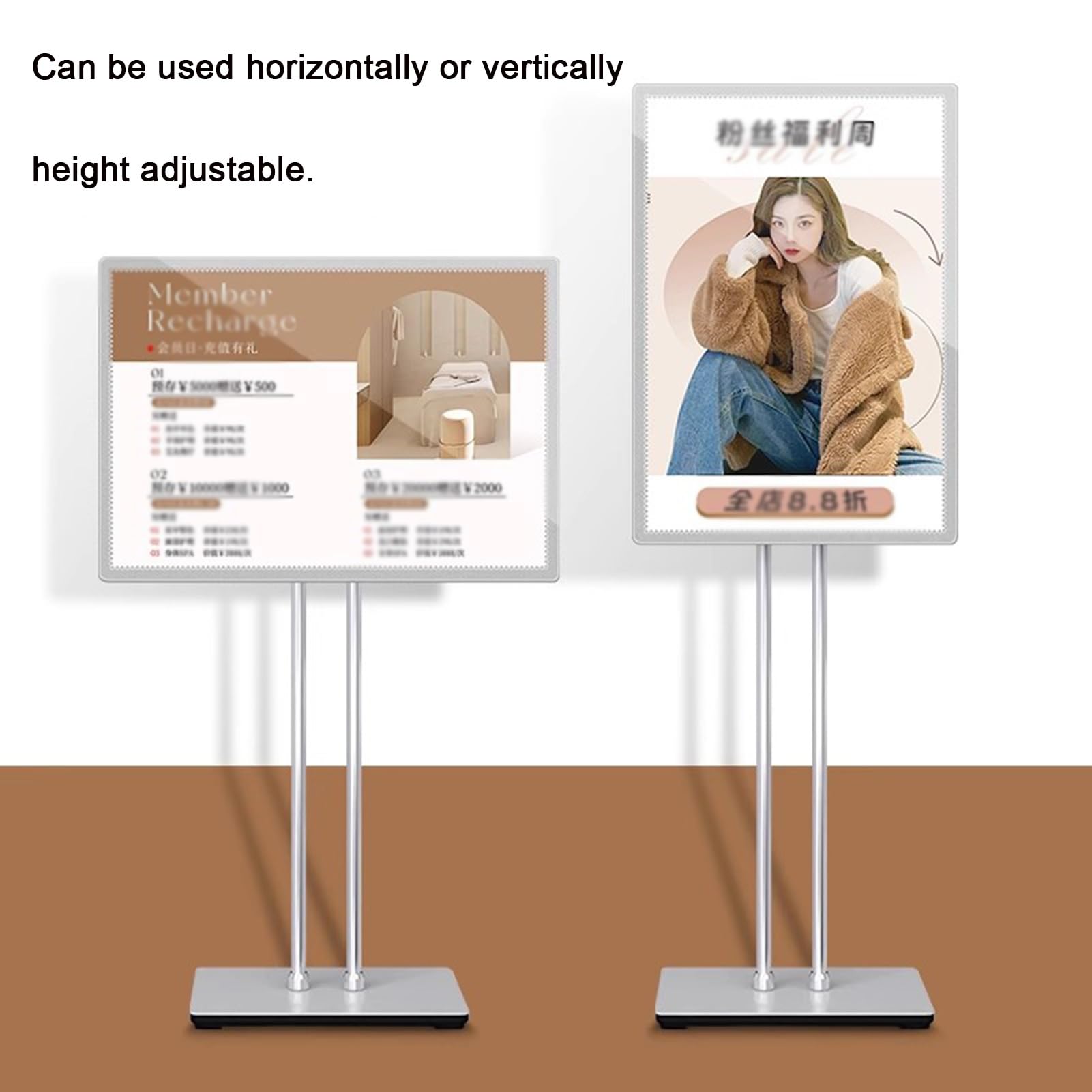 Soporte para carteles LED, pantalla de marco publicitario enchufable, menú de soporte de letreros LED de mesa, tablero de menú iluminado de vidrio templado delgado para restaurantes, bares, tiendas