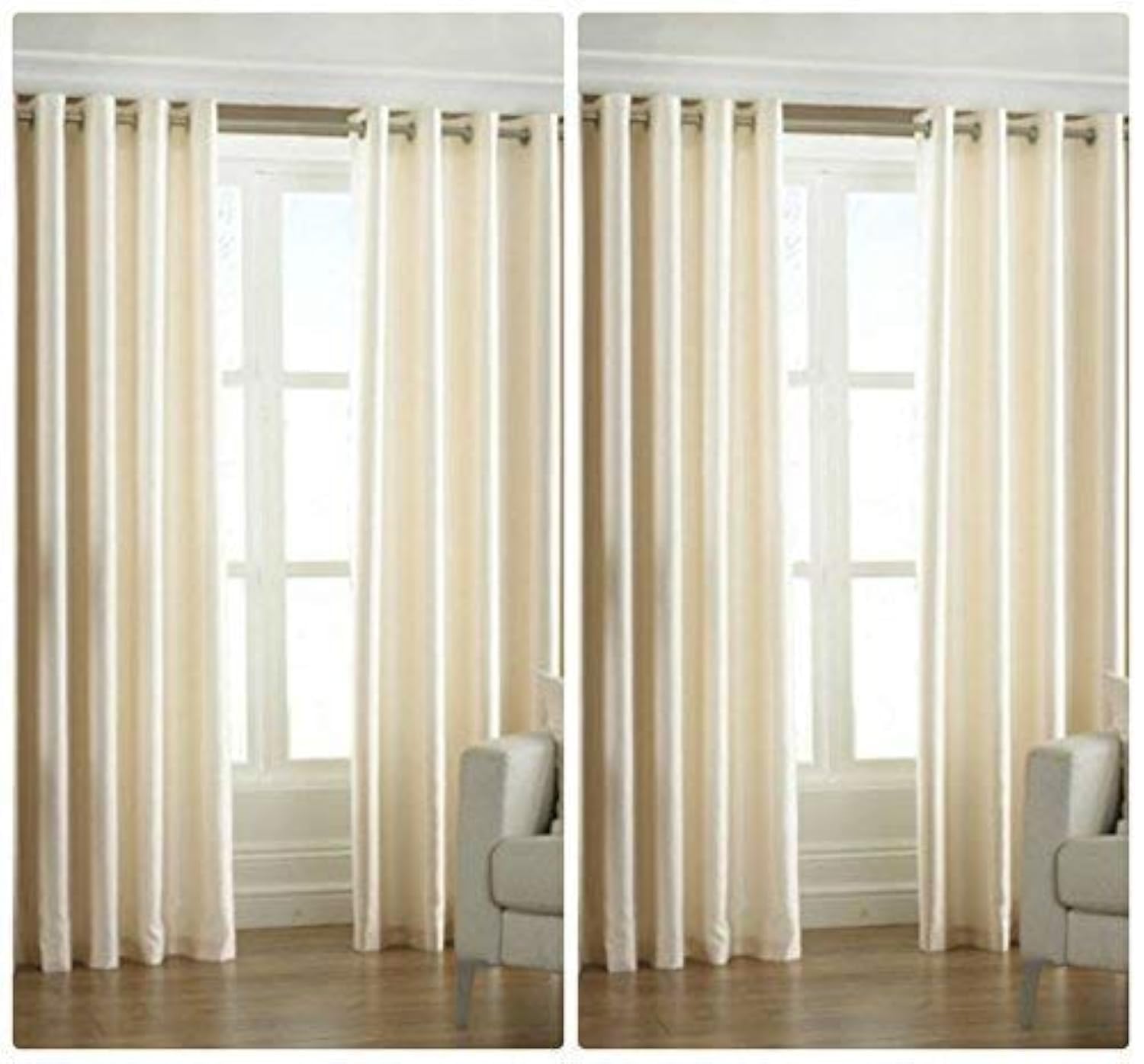 Exporthub 4 Piece Polyester Blend Eyelet Solid Long Door Curtain - 8 Ft, Cream