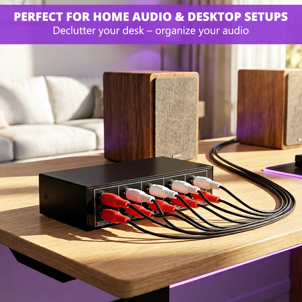 ZORBES 4-Port Audio Switch Box 4-in-1 Out RCA & 3.5mm Stereo Audio Selector — Amazon image 7