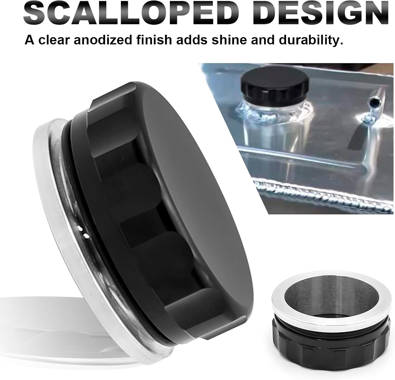 OD 4" Aluminum Alloy Weld Billet On Filler Neck Black Cap Oil Fuel Water Tank Black (101.6 mm)