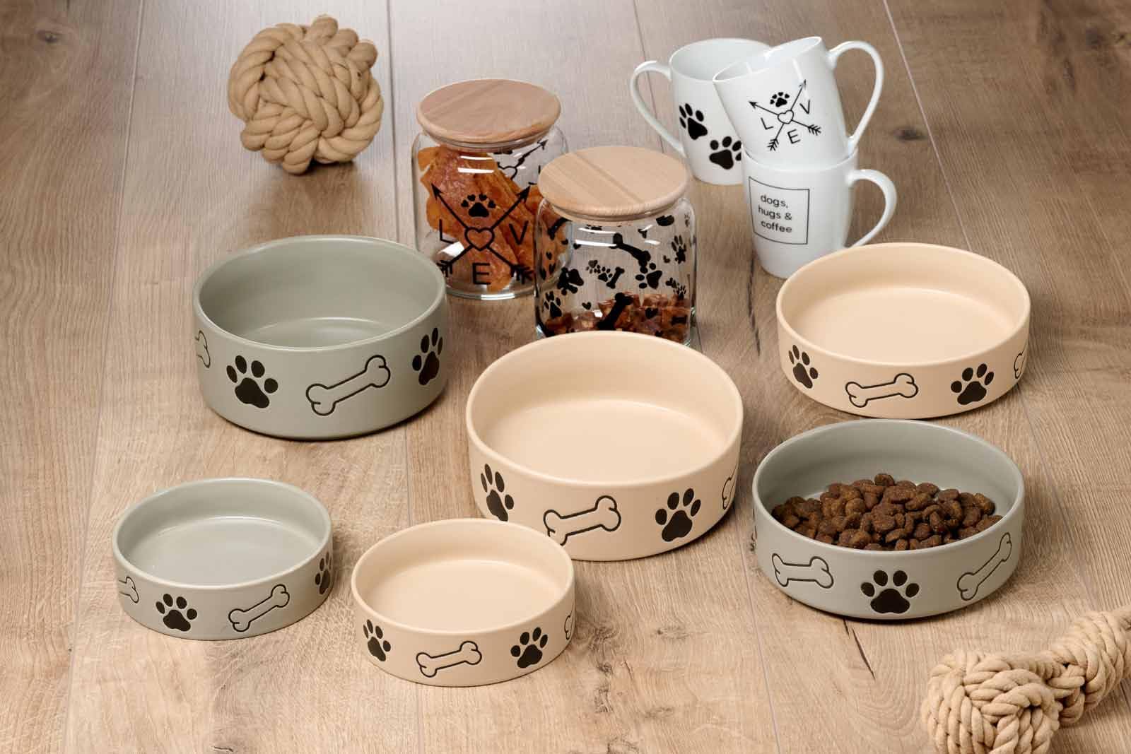 Ritzenhoff & Breker Mika Dog Hundenapf 2er Set | 850 ml, ⌀ 18 cm | Futternapf und Wasserschüssel für mittelgroße Hunde | Steingut, Spülmaschinengeeignet | Grau