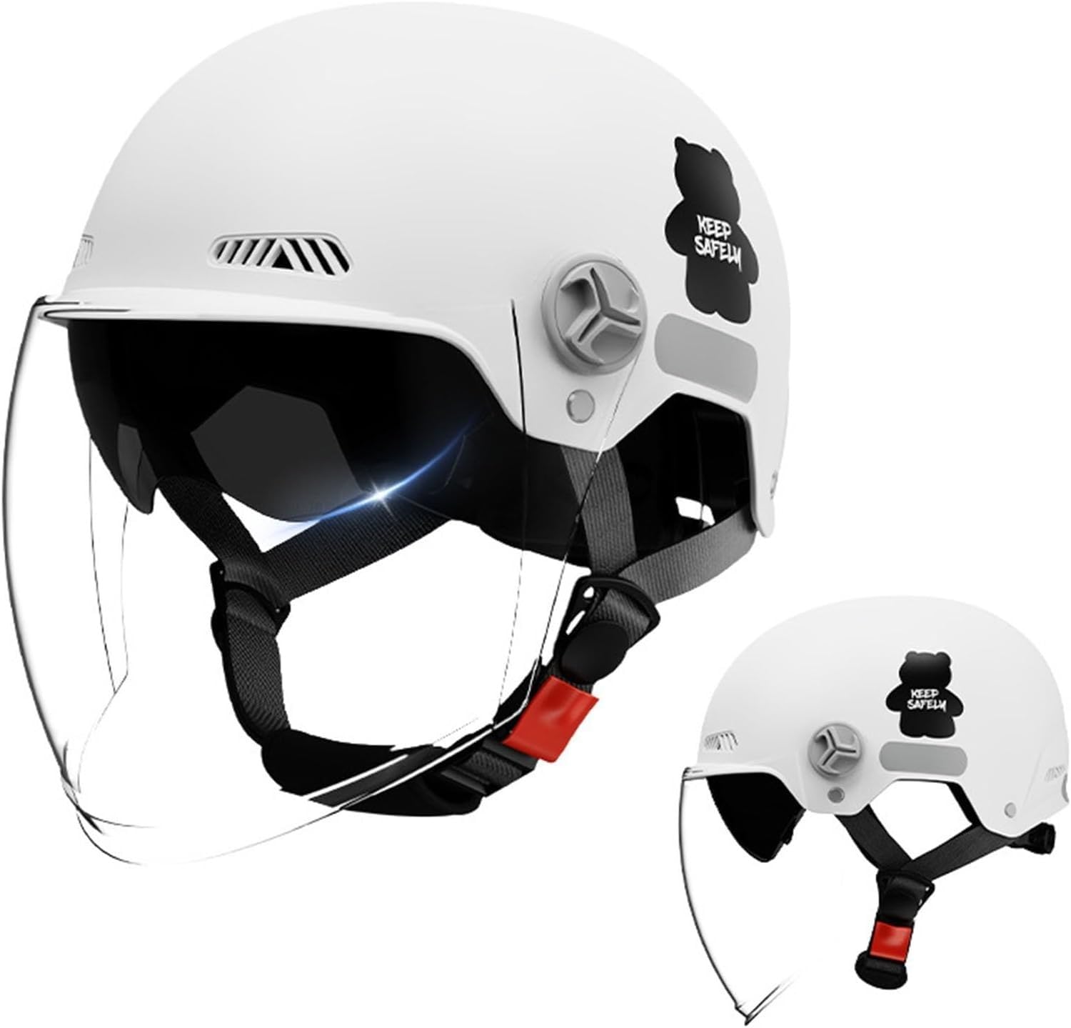 Casque de moto demi-visière à double écran solaire pour adulte et quad VTT
