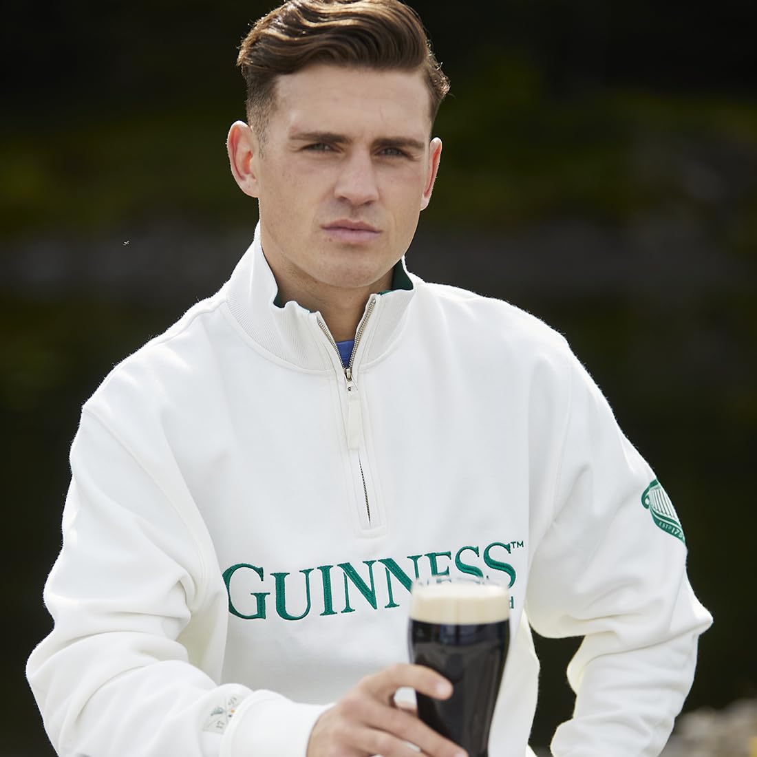 Kremowa bluza Guinness Zip Irlandzkie codzienne ubrania dla mężczyzn