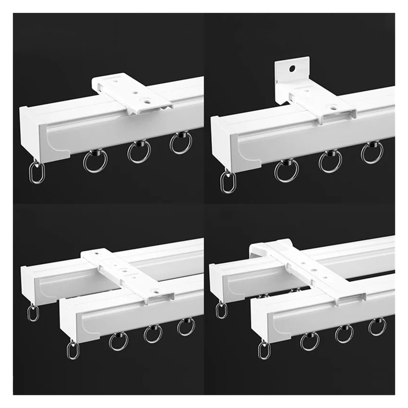 Fermatenda per Tende Binario for Tende Spesso 2,6 mm, Asta Singola e Doppia, Binario Dritto Curvo, puleggia silenziosa montata lateralmente al soffitto(Purple,130CM)